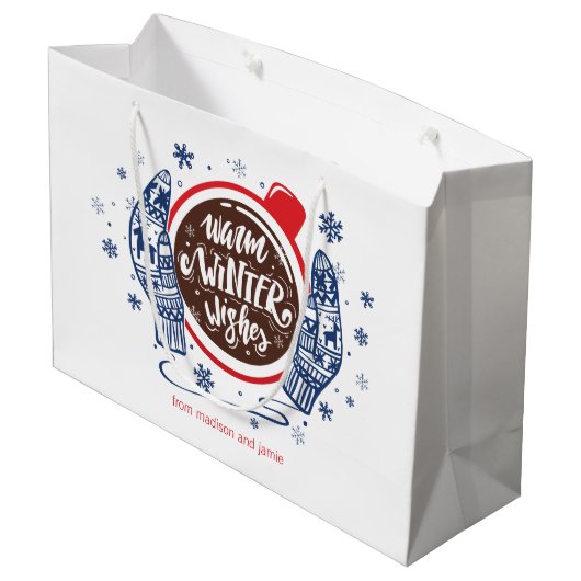 ミトンとココアのあたたかな冬の願い ホリデー ラージペーパーバッグ (裏面アングル)