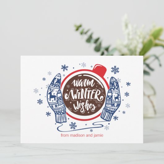 ミトンとココアの暖かい冬の願い シーズンカード (スタンド正面)