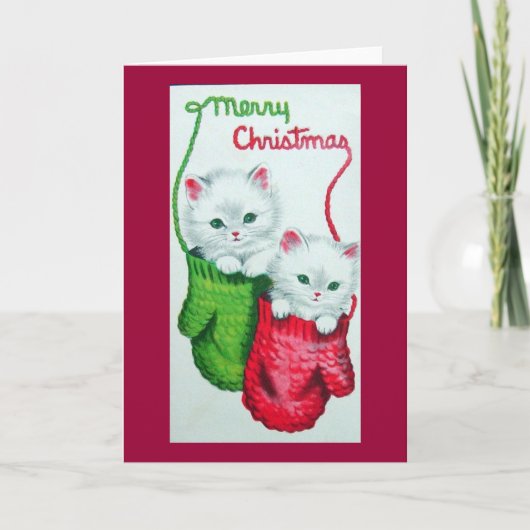 ミトンとメリークリスマスの子猫 シーズンカード (正面)