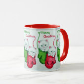 ミトンとメリークリスマスの子猫 マグカップ (正面右)