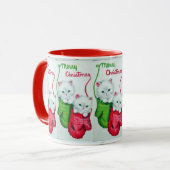 ミトンとメリークリスマスの子猫 マグカップ (正面左)