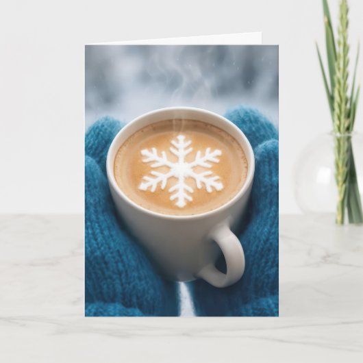 ミトンと雪の結晶のクリスマスコーヒー カード (正面)