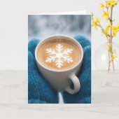 ミトンと雪の結晶のクリスマスコーヒー カード (黄色い花)