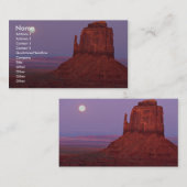 ミトンのビュート、記念碑Vallの日没そしてmoonrise 名刺 (正面/裏面)