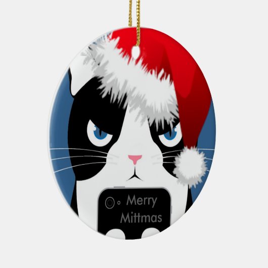 ミトンの円形のクリスマスのオーナメントからの文字 セラミックオーナメント (右)