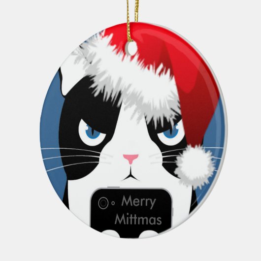 ミトンの円形のクリスマスのオーナメントからの文字 セラミックオーナメント (左)