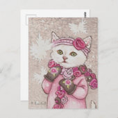 ミトンの子猫と雪のかわいいハガキのセーター ポストカード (正面/裏面)