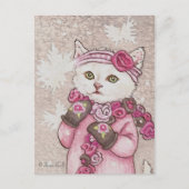 ミトンの子猫と雪のかわいいハガキのセーター ポストカード (正面)