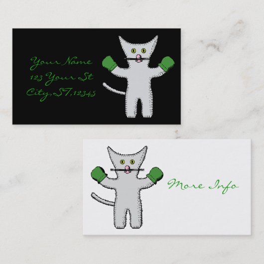 ミトンThunder_Coveを持つボクシングの子ネコ 名刺 (正面/裏面)