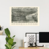 ミドルタウンCTパノラママップ – 1915 ポスター (ホームオフィス)