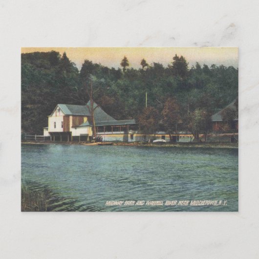 ミドルタウンNY、ミッドウェイパーク、ヴィンテージ ポストカード (正面)