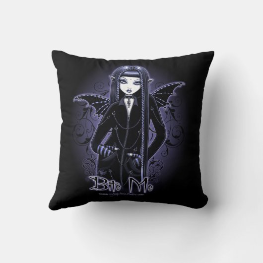 ミナのゴシック様式青い私を吸血鬼の妖精の枕かみます クッション (裏面)