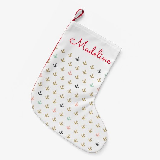 ミニいかりパターン|名前の追加 スモールクリスマスストッキング (正面 (吊り時))