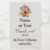 ミニお祝いサンキュー誕生日ポピーブーケ ワインラベル (シングルラベル)