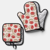 ミニさくらんぼチーズケーキ – ピンク 鍋つかみ&鍋敷きセット (正面/裏面)