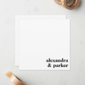 ミニはっきりしたマリモダンストタイポグラフィカップル名  ノートカード (正面/裏面インサイチュ)