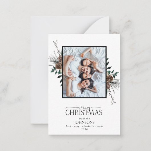 ミニほこりっぽい冬の水の色メリークリスマスフォト ノートカード (正面)