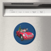 ミニを運転するサンタクロース マグネット (インサイチュ (食洗機))