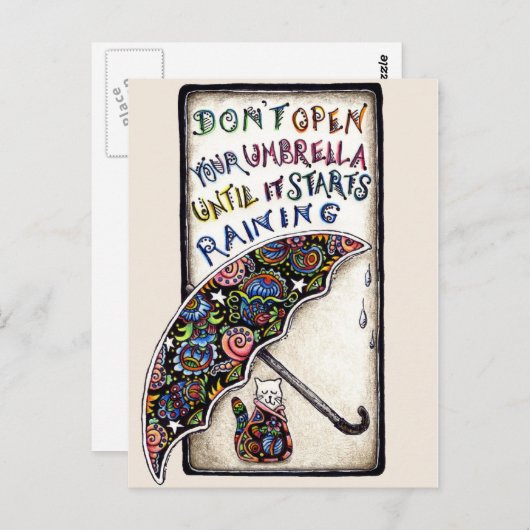 ミニアートキャットアンブレラ引用文はがき ポストカード (正面/裏面)