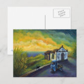 ミニアートキャットファンタジーイエロースカイフォーブ海スター ポストカード (正面/裏面)