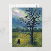 ミニアートキャット&バードムーンポストカード ポストカード (正面/裏面)