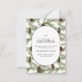 ミニアーモダンチウィンターパインコーンメリークリスマス ノートカード (正面)