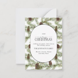 ミニアーモダンチウィンターパインコーンメリークリスマス ノートカード