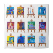 ミニイーゼル上の12のミニチュア絵画 タイル (正面)