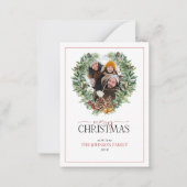 ミニウィンターパインリース写真メリークリスマス ノートカード (正面)