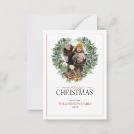 ミニウィンターパインリース写真メリークリスマス ノートカード