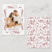 ミニウィンターレッドベリーウォーター色クリスマスフォト ノートカード (正面/裏面)