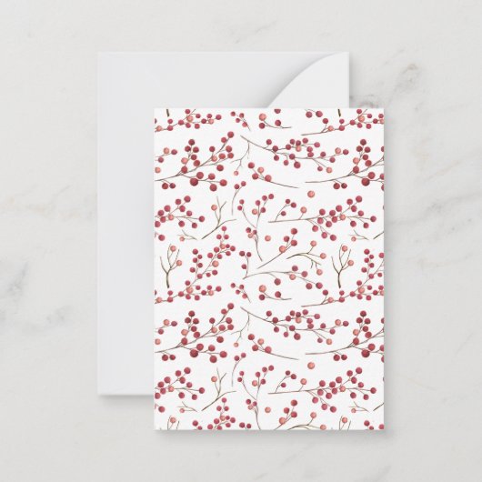 ミニウィンターレッドベリーウォーター色クリスマスフォト ノートカード (裏面)