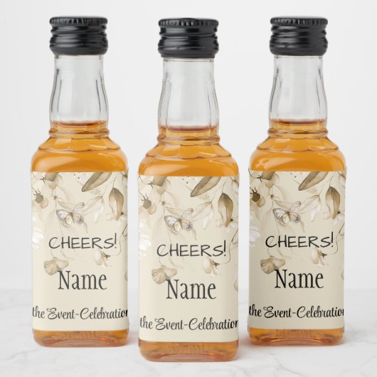 ミニウォーターカラーセピアスチルライフフローラドロップ リキュールボトルラベル (ボトル)