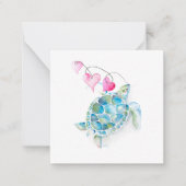 ミニウミガメのバレンタインデー ノートカード (正面)