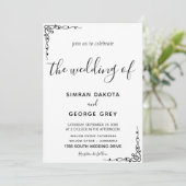 ミニエレガントマリクラシックストヴィンテージ結婚脚本 招待状 (スタンド正面)