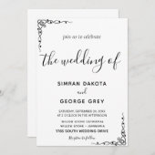 ミニエレガントマリクラシックストヴィンテージ結婚脚本 招待状 (正面/裏面)