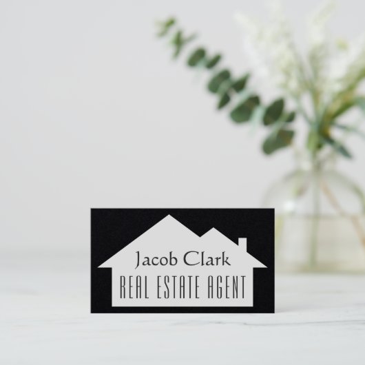 ミニエレガントマリストの家が黒の名刺を形作る 名刺 (スタンド正面)