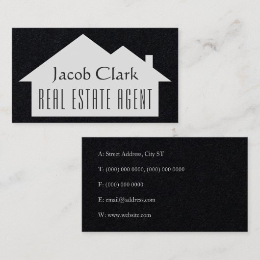ミニエレガントマリストの家が黒の名刺を形作る 名刺 (正面/裏面)
