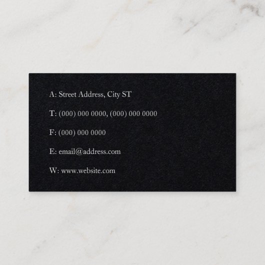 ミニエレガントマリストの家が黒の名刺を形作る 名刺 (裏面)