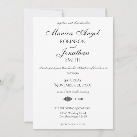 ミニエレガントマリストハートア結婚ロー 招待状 (正面)