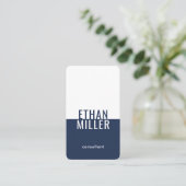 ミニエレガントマリモダンストネイビーブルーホワイトバーティカル 名刺 (スタンド正面)