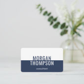 ミニエレガントマリモダンストプレーンネービーホワイトシンプル 名刺 (スタンド正面)