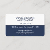 ミニエレガントマリモダンストプレーンネービーホワイトシンプル 名刺 (裏面)