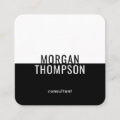 ミニエレガントマリモダンストプレーン白黒シンプル スクエア名刺 (正面)