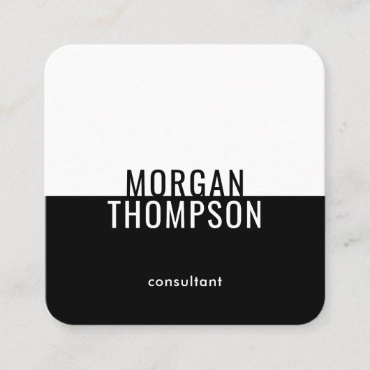 ミニエレガントマリモダンストプレーン白黒シンプル スクエア名刺 (正面)
