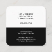 ミニエレガントマリモダンストプレーン白黒シンプル スクエア名刺 (裏面)