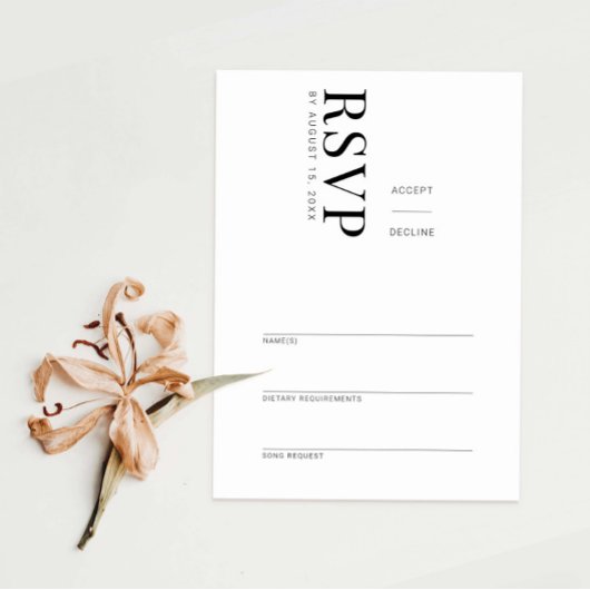 ミニエレガントマリモダンストRSVP応答カード 出欠カード
