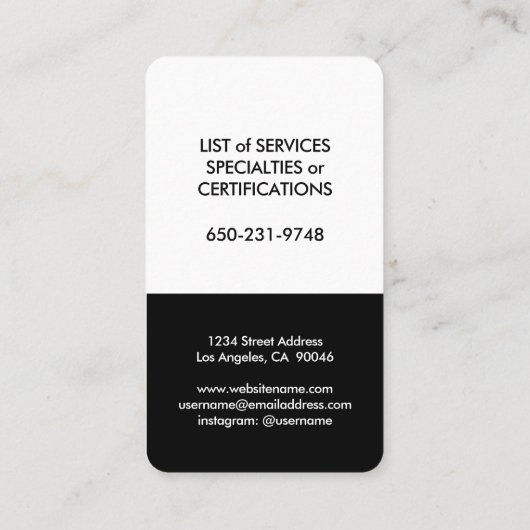 ミニエレガントマリモダンズム主義の縦書き白黒 名刺 (裏面)