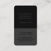 ミニエレガントマリモダンズム主義の黒と灰色の縦 名刺 (裏面)
