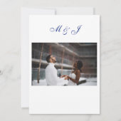 ミニエレガントマリ王室のスト・ブルー・ホワイト・結婚フォト 招待状 (裏面)